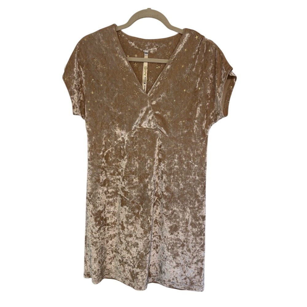 Uncle Frank Gold Star Velvet Looking Mini Dress